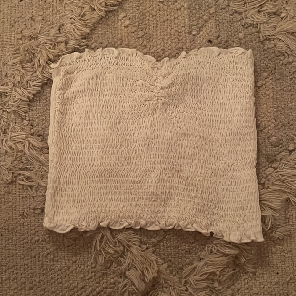 Urban Outfitters white ruffled tube top with sweetheart neckline